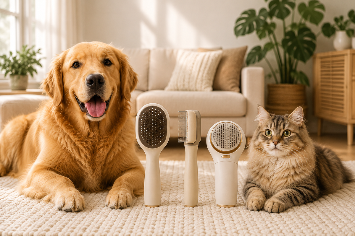 Load video: PAWVERA™ pet grooming brush used for gentle everyday grooming